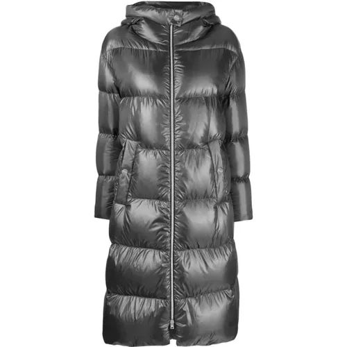 Graue Parka Jacke mit Gänsedaunen - Herno - Modalova