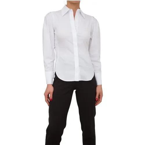 Weiße Stretch-Popeline-Langarmhemd , Damen, Größe: S - Nenette - Modalova