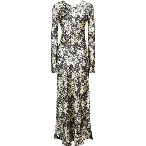 Weiße Avocado Print Maxi Kleid , Damen, Größe: M - Ganni - Modalova