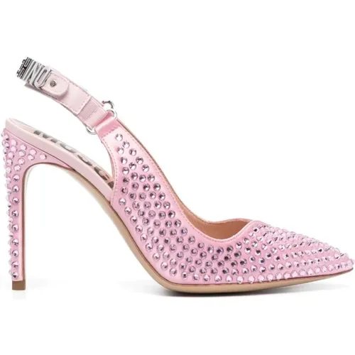 Crystal-Embellished Heel Pumps , female, Sizes: 6 UK, 7 UK, 5 UK - Moschino - Modalova