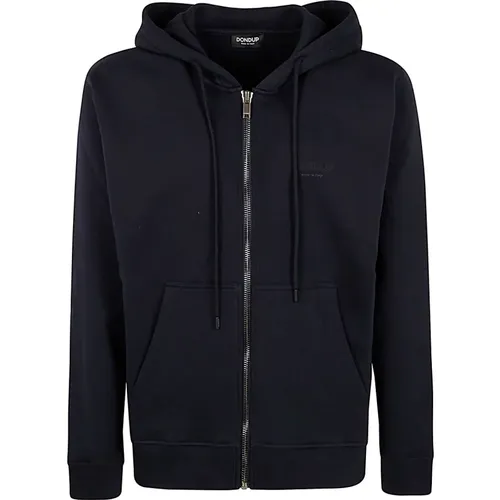 Blaue Fleece Kapuzenjacke mit Reißverschluss,Grüner Fleece Hoodie mit durchgehendem Reißverschluss - Dondup - Modalova