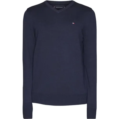 V-Ausschnitt Pullover , Herren, Größe: XS - Tommy Hilfiger - Modalova