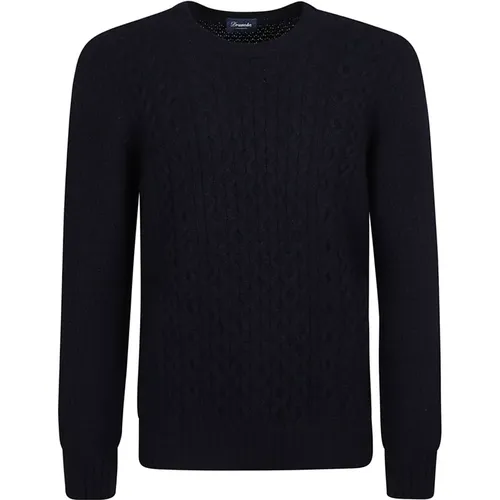 Cable Knit Round Neck Sweatshirt , male, Sizes: M, 3XL, L, XL, 2XL, S - Drumohr - Modalova