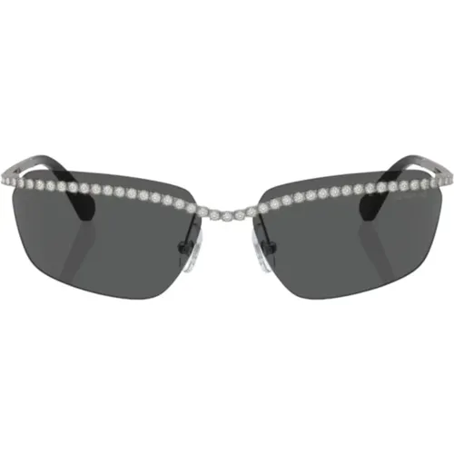 Gunmetal Sonnenbrille mit Kristallen - Swarovski - Modalova