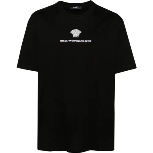 Cotton Jersey Medusa Head T-shirt , male, Sizes: L, M, XL, S - Versace - Modalova