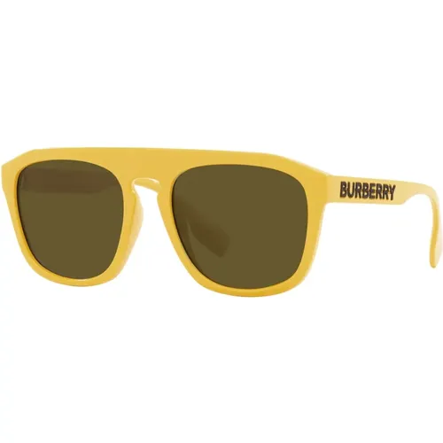 Gelb/Dunkelbraune Sonnenbrille , Herren, Größe: 57 MM - Burberry - Modalova