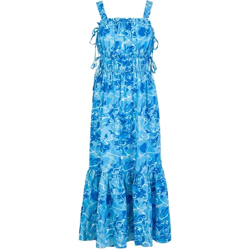 Midi Kleid mit SchleifenDetail im Pool Water Print , Damen, Größe: XS - Jaaf - Modalova