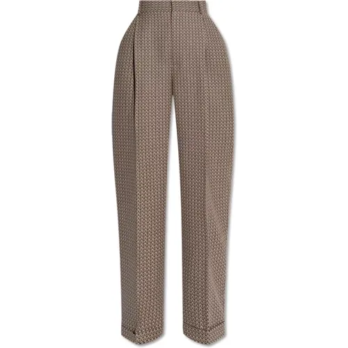 Patterned pleated trousers , female, Sizes: S, M, XS - Moschino - Modalova