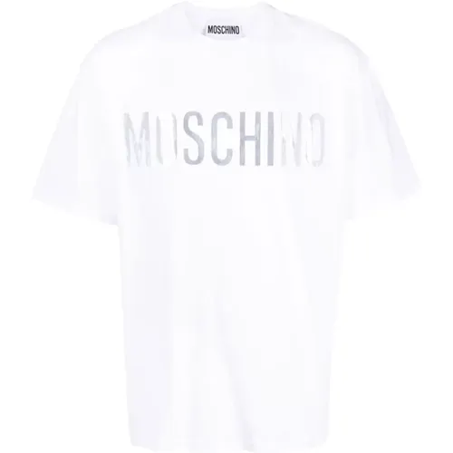 Weißes Logo-Print Baumwoll T-Shirt , Herren, Größe: 2XL - Moschino - Modalova