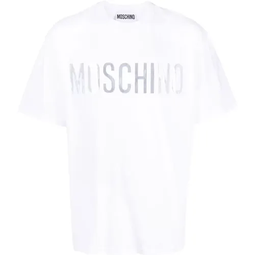 Weißes Logo-Print Baumwoll T-Shirt , Herren, Größe: 3XL - Moschino - Modalova