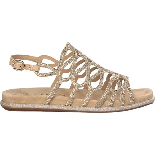 Glitter Interlaced Flat Sandal , Damen, Größe: 37 EU - Alma en Pena - Modalova