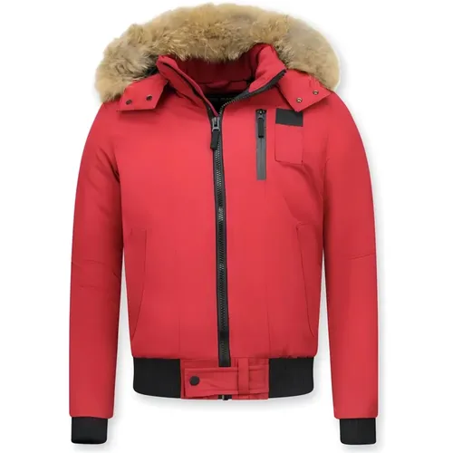 Winter Jackets Fur - Large Fur Collar Men - Pi-739R , male, Sizes: S, L, XL, M - Enos - Modalova