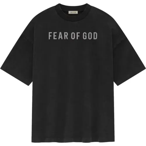 Schwarzes Logo-Print-Jersey-T-Shirt , Herren, Größe: 2XL - Fear Of God - Modalova