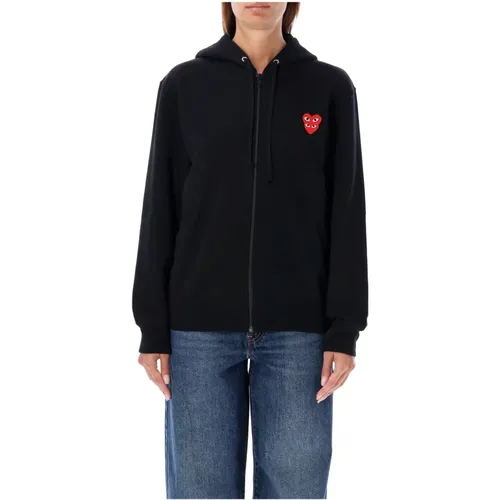 Knitwear Zipped Hoodie Double Heart , female, Sizes: XL - Comme des Garçons - Modalova