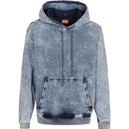 Blaue Marmorierte Denim Sweatshirt Aw24 , Herren, Größe: S - Diesel - Modalova