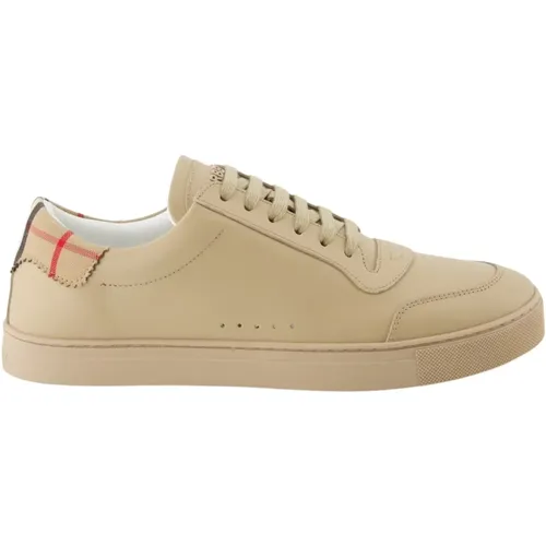 Leder-Sneakers mit Vintage Check Print , Herren, Größe: 43 EU - Burberry - Modalova