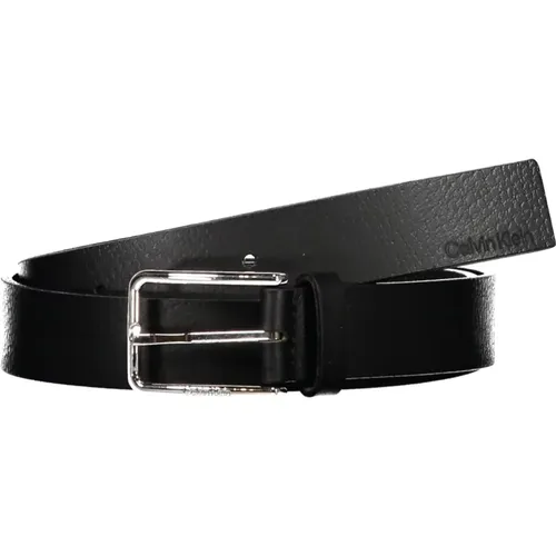 Leather Belt Metal Logo Contrast , male, Sizes: 100 CM, 95 CM, 90 CM, 105 CM - Calvin Klein - Modalova