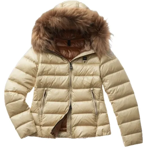 Short Vanessa Fur Puffer Jacket , female, Sizes: M, L - Blauer - Modalova