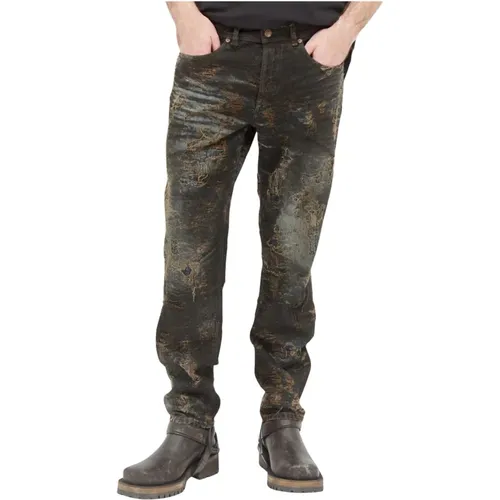 Coated Jacquard Denim Distressed Jeans , Herren, Größe: W28 - Diesel - Modalova