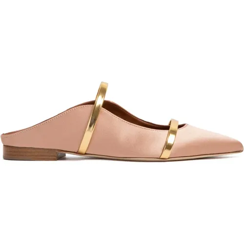 Blush Gold Silk Mirror Leather Flats , female, Sizes: 4 1/2 UK - Malone Souliers - Modalova