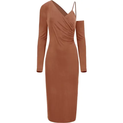 Asymmetric Cupro Dress in Chocolate , female, Sizes: XS, M, S, L, XL - Jaaf - Modalova