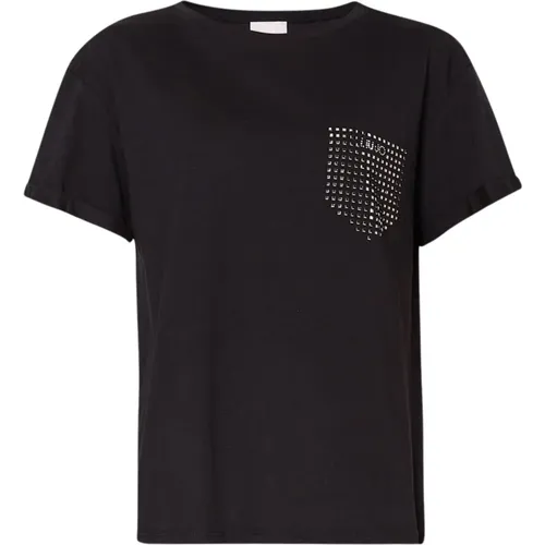 Studded Pocket Schwarze T-shirts und Polos , Damen, Größe: S - Liu Jo - Modalova