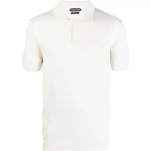 Luxury Ivory Polo Shirt , male, Sizes: M - Tom Ford - Modalova