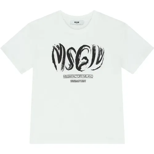 Weißes T-Shirt mit Logo-Print für Jungen und Mädchen,Kinder Weiße T-shirts und Polos - Msgm - Modalova