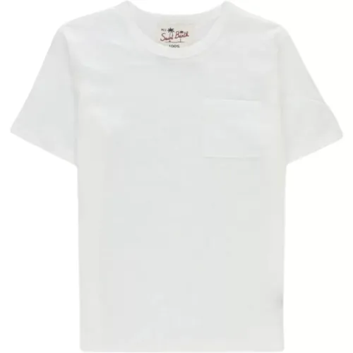 Kinder Weißes T-Shirt mit Logo-Stickerei - MC2 Saint Barth - Modalova