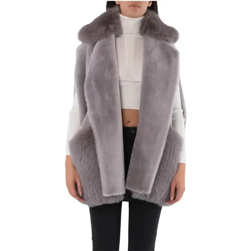 Fur Vest with Shearling Lining , female, Sizes: S - Blancha - Modalova