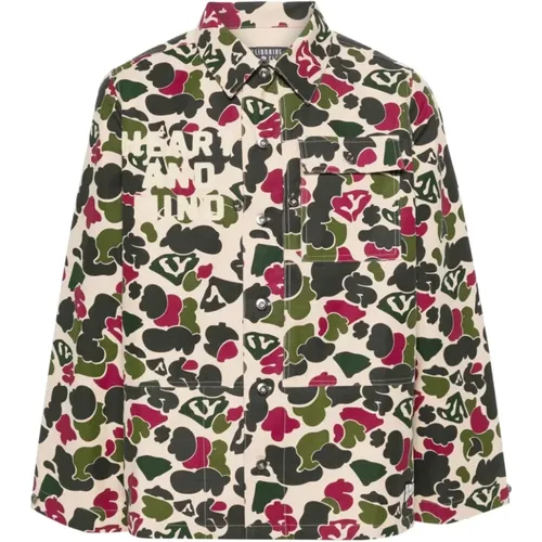 Camouflage Print Jacket with Embroidered Slogan , male, Sizes: S - Billionaire - Modalova