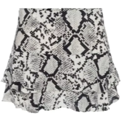 Python Print Double Ruffle Mini Skirt , female, Sizes: S, M - Elisabetta Franchi - Modalova