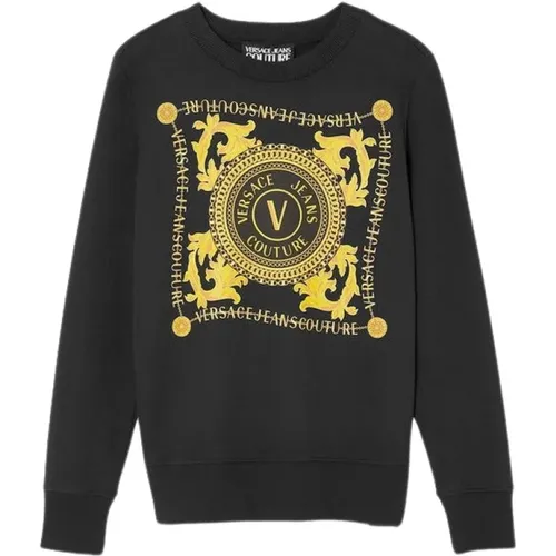 V-Emblem Chain Sweatshirt , Damen, Größe: M - Versace Jeans Couture - Modalova