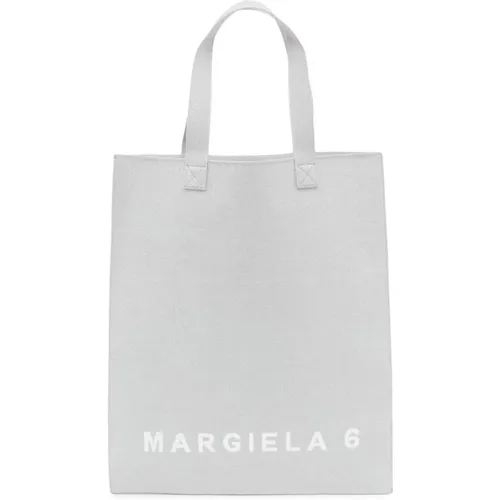Silberne Logo-Print-Tote-Bag , Damen, Größe: ONE Size - Maison Margiela - Modalova