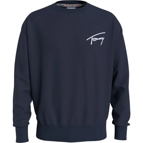 Blaue Relax Fit Pullover - Tommy Jeans - Modalova