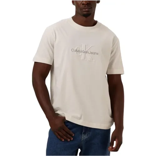 Chenille Monologo Tee , Herren, Größe: S - Calvin Klein - Modalova