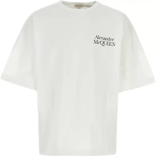 Oversize Weißes Baumwoll-T-Shirt - alexander mcqueen - Modalova
