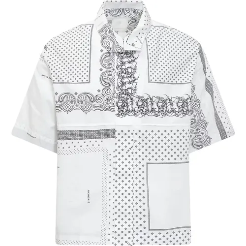 Printed Cotton Shirt, , male, Sizes: M - Givenchy - Modalova