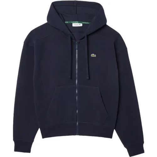 Blauer Kapuzenpullover Stilvoll , Damen, Größe: L - Lacoste - Modalova