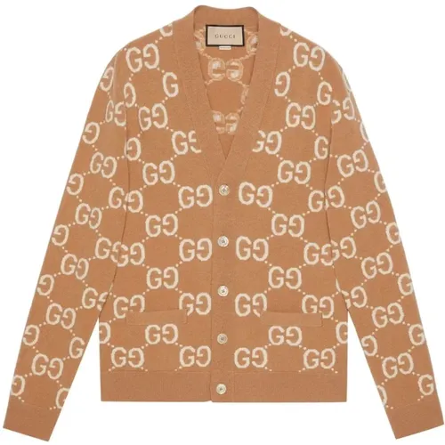 GG Supreme Wool Cardigan Sweater , male, Sizes: M, XL, L - Gucci - Modalova