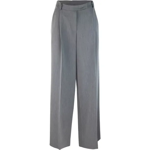 Grey Palazzo Trousers Stretch Fabric , female, Sizes: S - PATRIZIA PEPE - Modalova