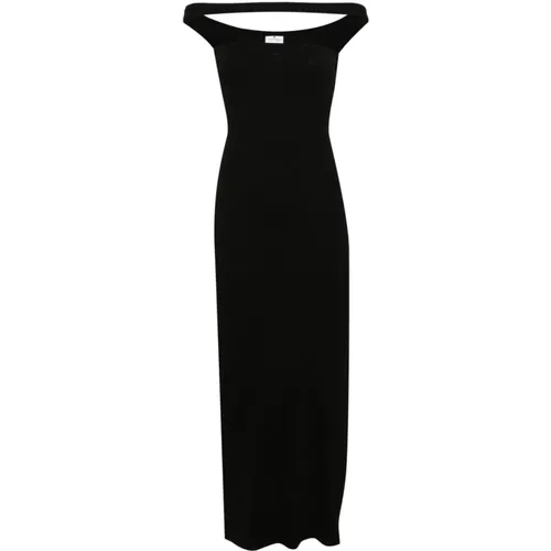 Schwarzes Geripptes Kleid 90er Stil , Damen, Größe: M - Courrèges - Modalova
