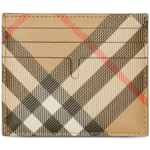 Vintage Check Leather Card Holder , male, Sizes: ONE SIZE - Burberry - Modalova