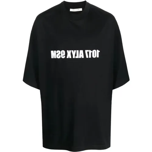 Schwarzes Baumwoll-T-Shirt mit Logo-Print - 1017 Alyx 9SM - Modalova