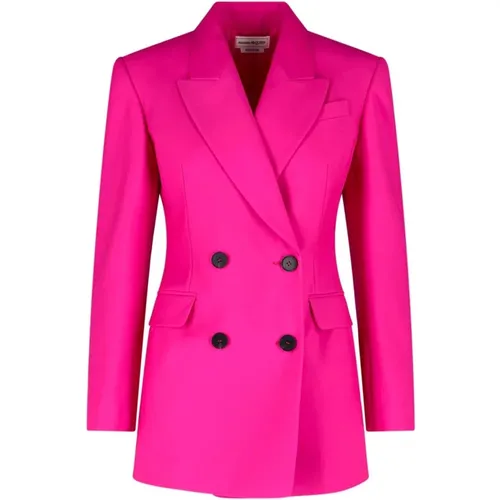 Wool Blazer with Double Breasted Closure , female, Sizes: XS - alexander mcqueen - Modalova