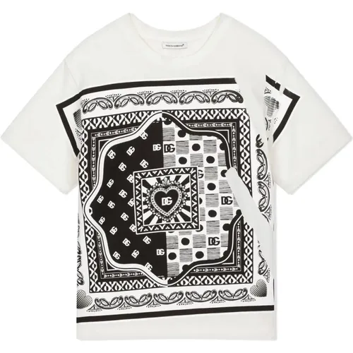 Bandana-Print Baumwoll-T-Shirt für Jungen - Dolce & Gabbana - Modalova