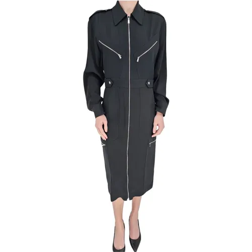Schwarzes Kleid mit Reißverschlussdetails - Victoria Beckham - Modalova