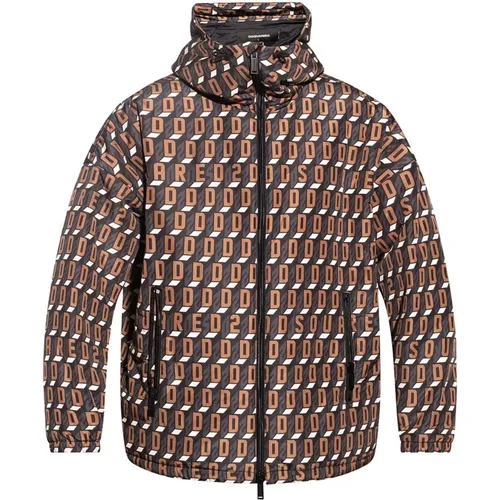 All Over Print Hooded Jacket , male, Sizes: S - Dsquared2 - Modalova