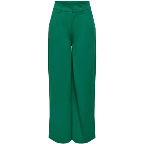 Grüne einfarbige Hose mit Reißverschluss und Hakenknopf , Damen, Größe: L L32 - Jacqueline de Yong - Modalova
