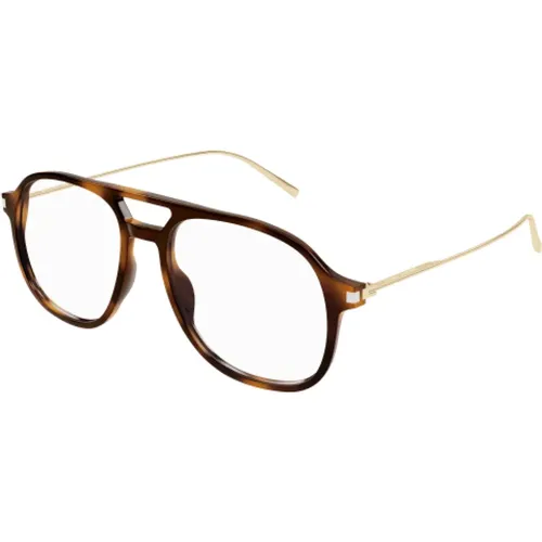 Stilvolle Pilotenoptik Tortoise Brille , unisex, Größe: M/L - Saint Laurent - Modalova